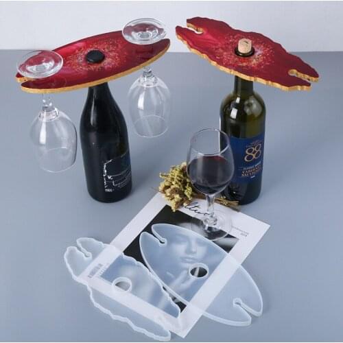 2020 Hot DIY Wine Rack Mold Crystal Epoxy Mirror Silicone Mold Red Wine Tray Bracket Cup Holder Resin Mold