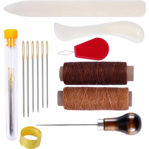 1Set Canvas Leather Sewing Repair Tool Sets Awl Hand Stitching Taper Leather Craft Needle Tool Kit Leather Craft Sewing Supplies
