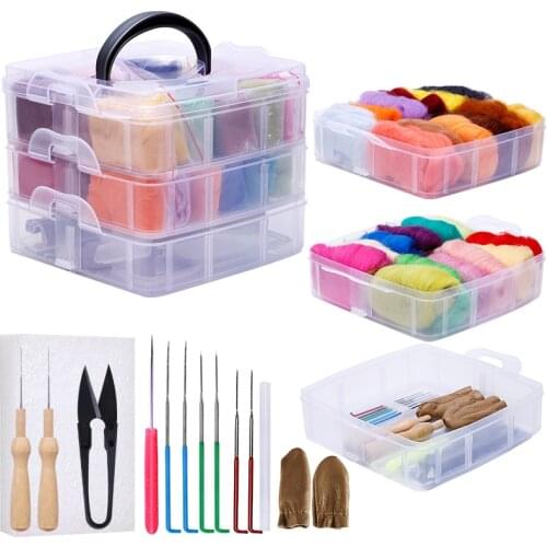MIUSIE 24 Colors Wool Fiber DIY Wool Felt Kit Handle Wool Felt Toys Making Fabric Materials Handcraft Felt Needle For Beginners