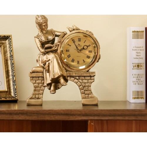 European-style Desk Clock Living Room Home Fashion Childrens Room Countertop Clock Clock Ornaments Simple Modern Desktop