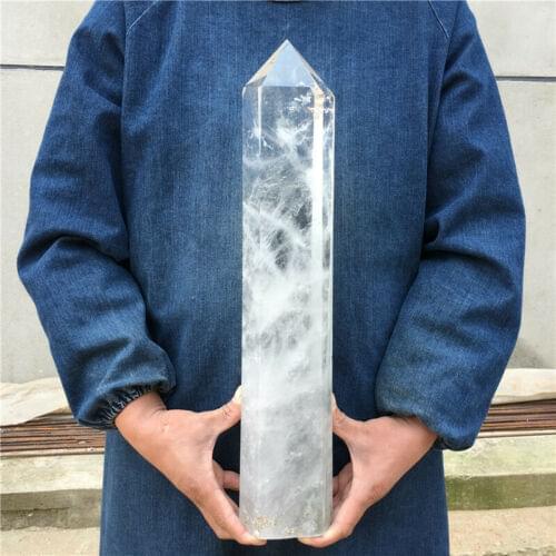 Very long natural transparent quartz crystal Obelisk point healing wand