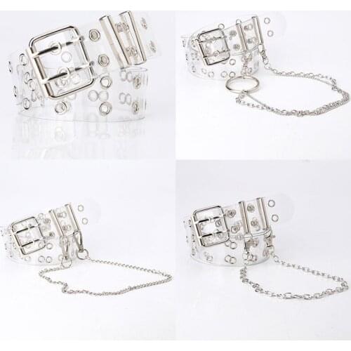 Belts Transparent Waistband Porous Design Punk Style Chain PVC Belt Waistband Clothing Accessories Moderately Soft Leather 1PC