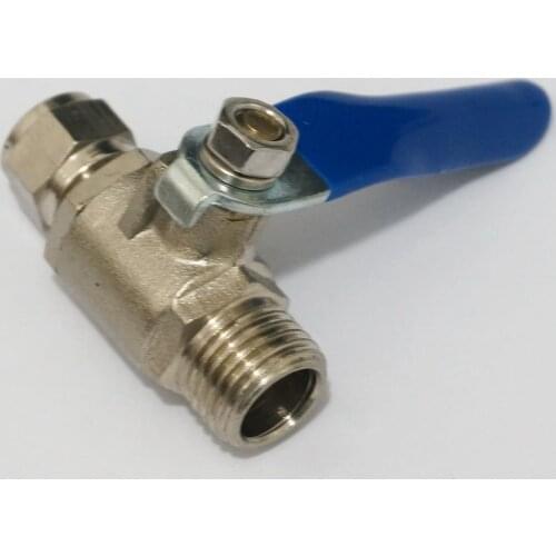 Brass Ball Valve 1/4" BSP male Threaded Fit for 4/6mm ID/OD Hose with blue handle 0.8 Mpa for Air gas water