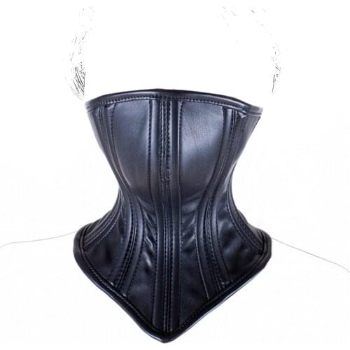 Slave Cosplay Tall Leather Posture Choker Stretching Gothic Neck Collar With Adjustable Buckle For Fetish Adult Sex Bondage Toys