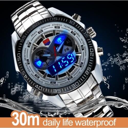LED Military Watches Stainless Steel Watch Male Clock