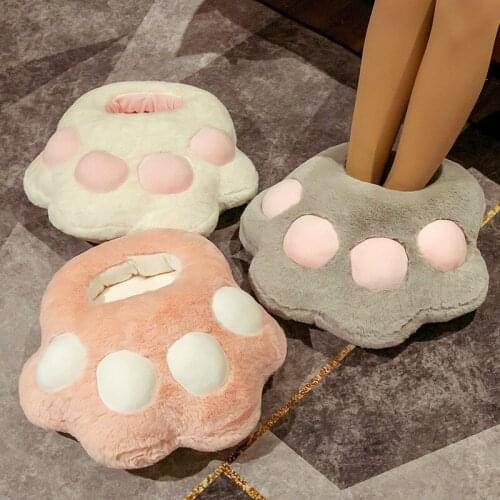 Cartoon Animals Cats Paw Home Big Feet Women Slippers Warm Feet Winnter Foot Warmer Computer Shoesslippersplushтуфлиженские2021