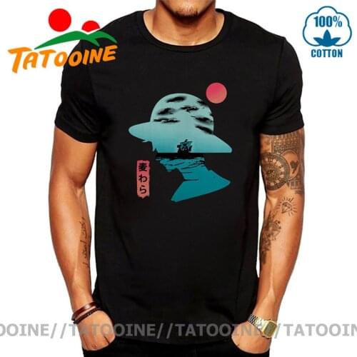 Tatooine Japan Cartoon One Piece Silhouette T shirt men Manga Pirate King Monkey.D.Luffy T-shirt Anime Mugiwara Straw Hat tshirt