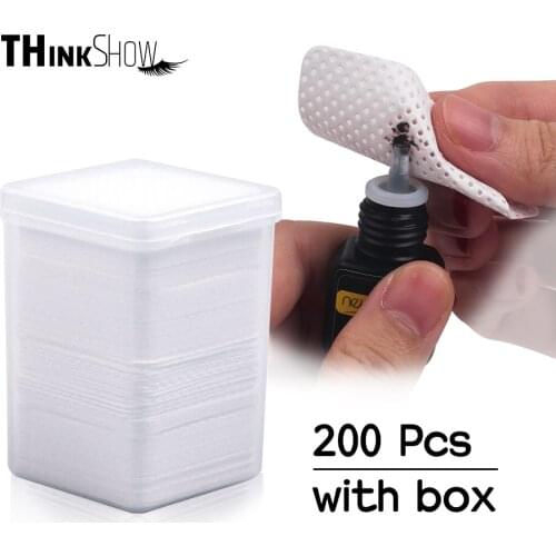 THINKSHOW 200Pcs/Box Paper Cotton Wipes Eyelash Glue Remover Wipe the Mouth of the Glue Bottle Prevent Clogging Glue Makeup Tool