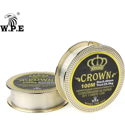W.P.E Brand Crown 100m 100% Fluorocarbon coating Fishing Line 0.20mm-0.60mm 10KG-41KG Carp Fishing Carbon Fiber Fishing Tackle