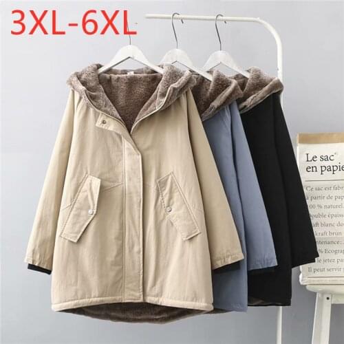 New 2021 Ladies Winter Plus Size Wadded Jacket For Women Large Long Sleeve Warm Thick Zipper Long Hoodie Coat 3XL 4XL 5XL 6XL