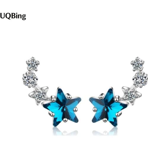 925 Sterling Silver AAA CZ Zircon Star Wedding Stud Earrings for Female Jewelry Accessory
