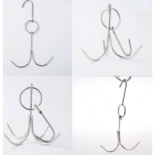 1pcs stainless steel kebab double Three Four claws meat Hooks for BBQ Chicken Skewer BBQ Grill Fish Barbecue Fork Kitchen tools