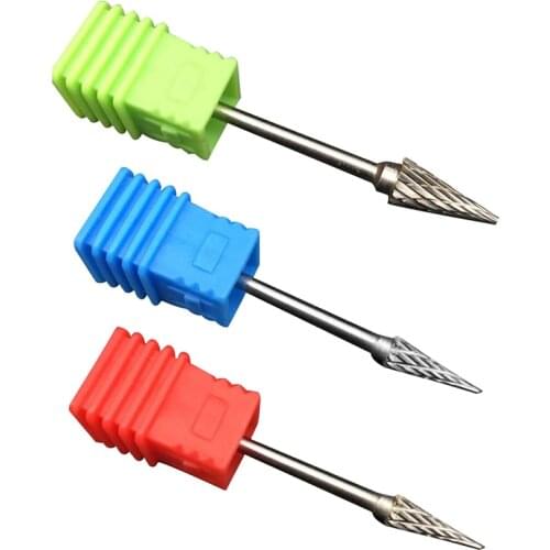 1pc Blue Nail Cone Tip Tungsten Steel Drill Bits Electric Cuticle Clean Rotary For Manicure Pedicure Grinding Head Sander Tool