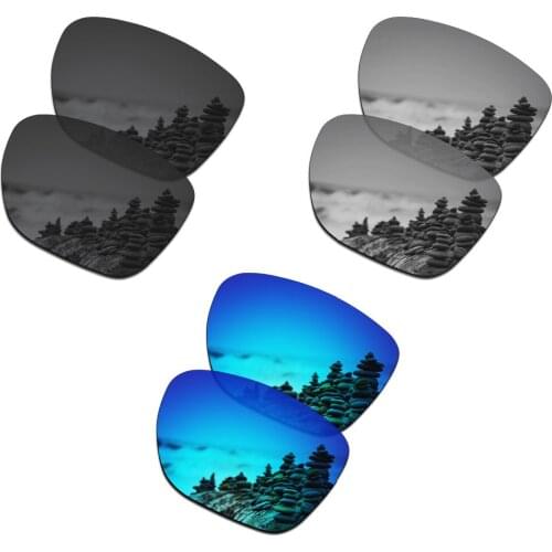 SmartVLT 3 Pairs Polarized Sunglasses Replacement Lenses for Oakley Crossrange XL Black and Silver Titanium and Ice Blue