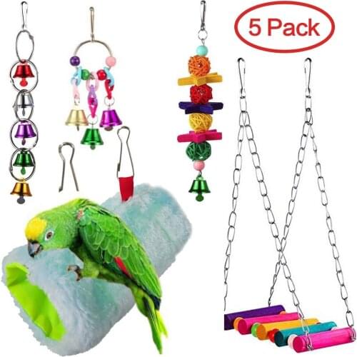 Parrot Playsets Small Pet Toy Winter Warm Tunnel Colorful Swing Climbing Biting Toy 5pcs