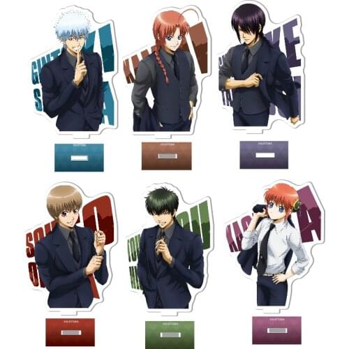 Anime GINTAMA Sakata Gintoki Shimura Shinpachi Kagura Acrylic Stand Figure Display Model Plate Cosplay Tabletop Decor Cartoon