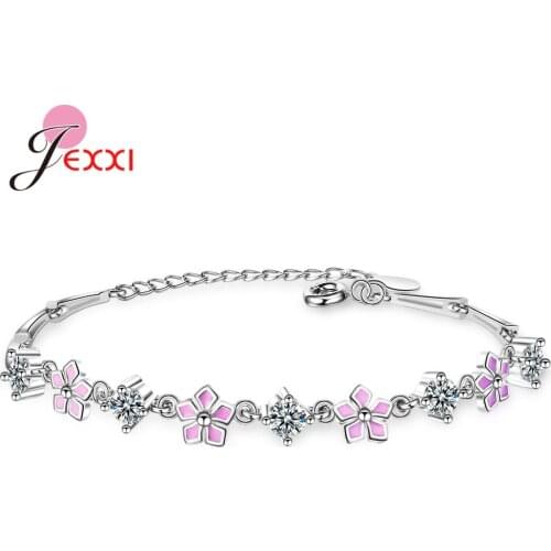 Big Promotion Chain Bracelets 925 Sterling Silver Flower Shape Newest Female Fashion Jewelry Accessory Bijoux For Girls