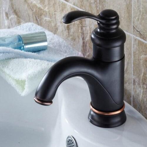 Oil Rubbed Bronze Single Lever Handle Bathroom Vessel Sink Basin Faucet Mixer Taps ahg022
