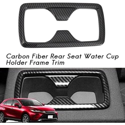Carbon Fiber Car Rear Seat Water Cup Holder Frame Cover Decoration for Toyota Harrier Venza 2020 2021
