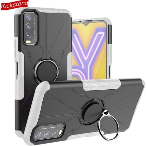 Kickstand Casing for Vivo IQOO U1X Y20S Y20 Y11S Case Shockproof Anti Fingerprint Strength Ring Holder Cover Fit for Car Bracket