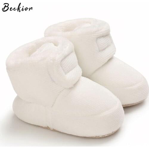 Beckior 2021 Winter Boots Baby Boy Girl Booties Snow Soft-sole Anti-slip Warm Flat Infant First Walker Baby Crib Shoes Christmas