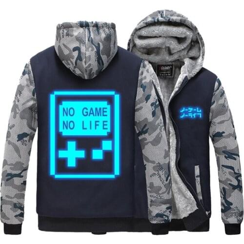 High-Q Unisex NO GAME NO LIFE Sora Shiro Hooded Hoodie luminous Cardigan NO GAME NO LIFE Casual Noctilucent Fleece Zipper Coat