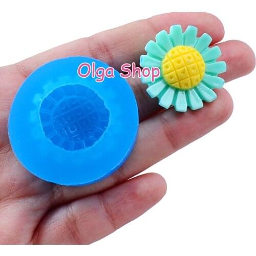 HYL222 28.6mm Sunflower Silicone Mold Fondant Cake Decoration Candy Resin Clay Earrings Necklace Craft Soap Candle FOOD SAFE