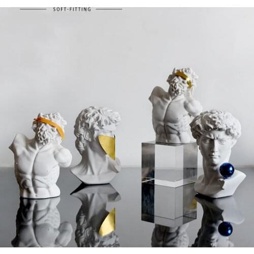 Italian style light luxury modern white Greek character Olakon David crystal statue high-end home office decoration best gift