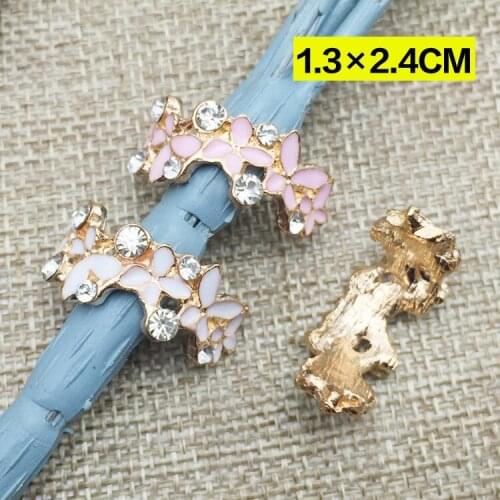 Curved alloy enamel rhinestone buttons,DIY hair ornaments handmade bow,Rhinestone faceplate diamond buckle
