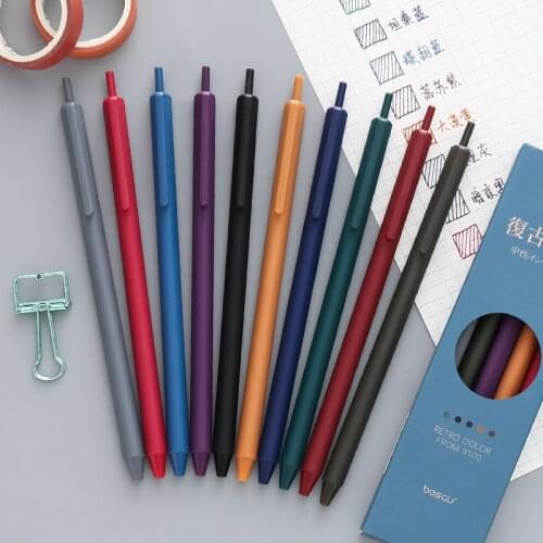 Kinbor 5pcs/set Retro Color Gel Pen 5 Different Colors Set 0.5mm School Stationery Suppliers Office Accessories