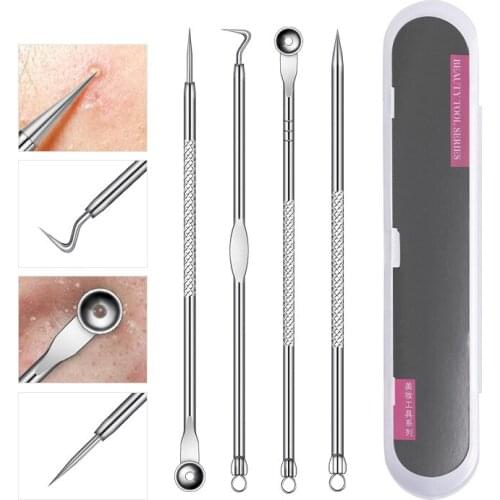 5/4/3/2pcs Comedone Extractor Black Dot Pimple Blackhead Remover Spoon Face Cleaning Tool Needles Set for Squeezing Acne Tool