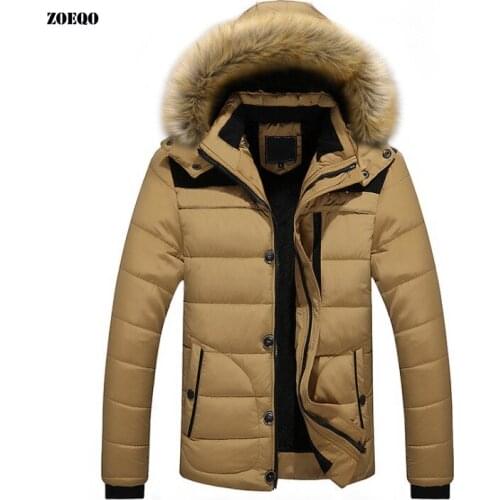 Autumn Winter With Fur Hooded Jacket Men Parka Warm Hooded Fur Collar Coats Winter Jackets men Overcoat warm M- 5XL