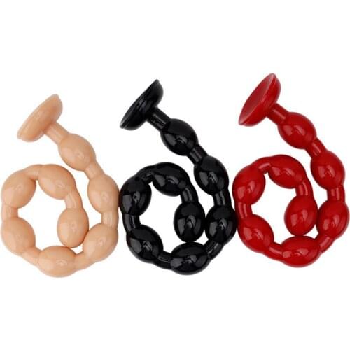 Soft Elastic PVC 8 Beads Anal Butt Plug Toys with Suction Cup Backcourt Pull Beads Prostate Massager Ball Adult Games Party