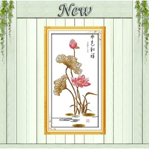 Autumnal scenery pond house diy decor Painting Counted Print on canvas DMC 14CT 11CT Cross Stitch Needlework Kits embroidery Set