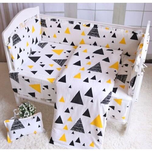 6pcs Baby Crib Bedding Set for Boys Triangle Nursery Bedding Toddlers Crib Bedding kit de berço,4bumper+sheet+pillowcase