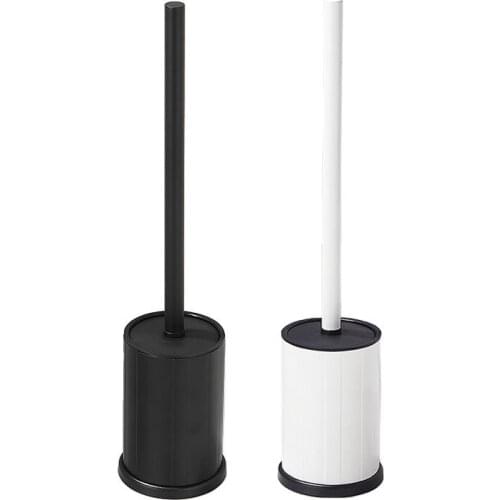 Floor-Standing Matt Black Toilet Brush Set Cleaning Brush Creative Toilet Brush Holder White Space Aluminum Toilet Brush