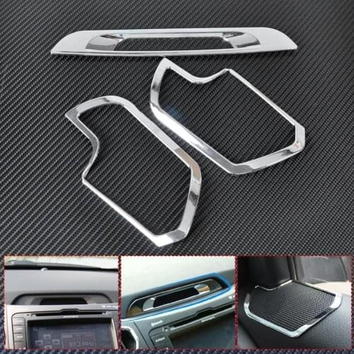 CITALL New Chrome Interior Speaker Cover + Console Display cover Molding Trim for Kia Sportage 2011 2012 2013 2014 2015