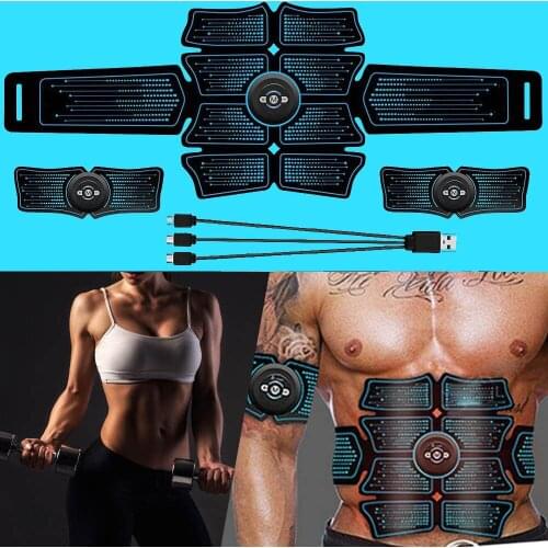 Rechargeable EMS Abdominal Muscle Stimulator Hip Trainer Electrostimulation Fitness Massager Home Gym Abdomen Muscular Exercise