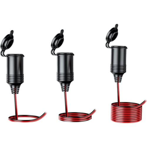 VODOＯL 12V 24V DC Pre Wired Car Cigarette Lighter Socket Female Connector with 0.6m 1.5m 4m Wire + Cover