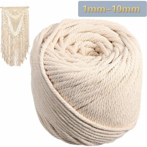 Durable 1mm-10mm Natural Beige Macrame Cotton Twisted Cord Rope DIY Home Textile Accessories Craft Macrame rope String 5mmx90m