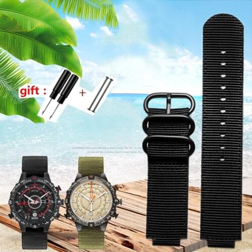 Nylon watch strap for timex watch T2N721 T2N720 739 TW2T6300 black band 24*16mm watchband with Screw rod and tools waterproof