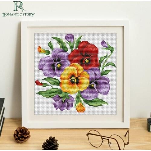 Romantic Story Cross Stitch Kits Handmade Needlework flowers patterns gift Embroidery Cross-Stitch DIY Embroidery Hoop