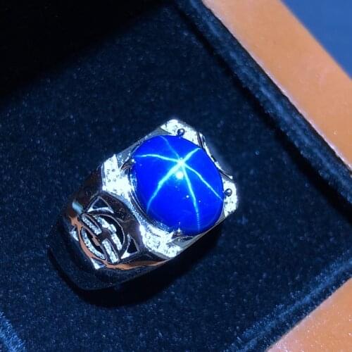 Starlight Sapphire Ring, Classic 925 Pure Silver Star Line Beautiful Mail Packing