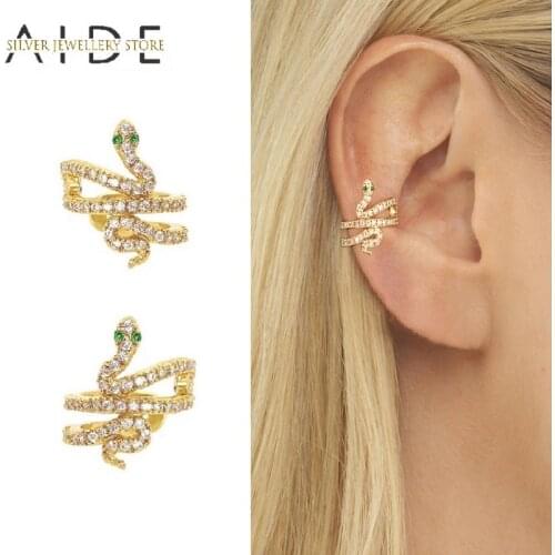 1 Pc 925 Sterling Silver Earring for Women Snake Ear Cuff Clip on Earrings No Piercing Earings Zircon Jewelry pendientes