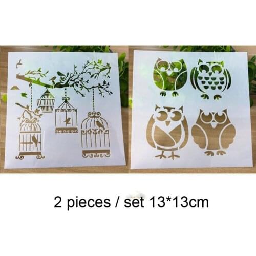 2pc Painting Template Stencils For Wall DIY Scrapbooking Coloring Diary Album Decor Embossing Office School Supplies Reusable