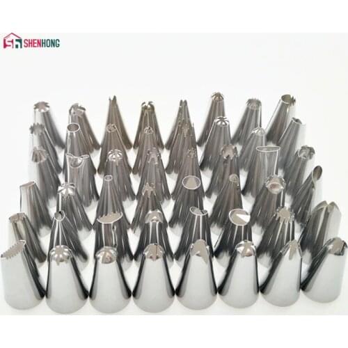 SHENHONG 48PCS Icing Piping Tips Set Tulip Nozzles Rose Flowers Cupcake Maker Cake Decorating DIY Pastry Dessert Baking Tool