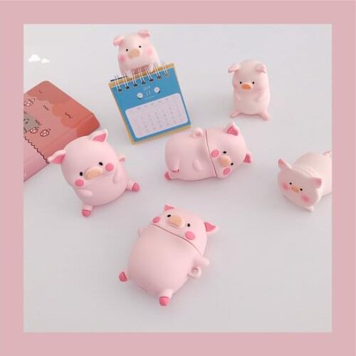 Cartoon Pink Lying Pig Silicone Case For Airpods 1 2 Cover Good Bluetooth Wireless Earphone Shell For Airpods Cute Sitting Pig