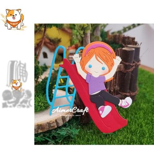 Slide Boy Girl Metal Cutting Dies Mold Knife Scrapbooking Stencil DIY Embossing Craft Die Cuts Card Making New Dies For 2021