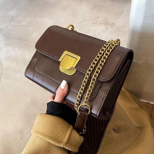 Stone Pattern PU Leather Crossbody Bags for Women 2021 Branded Trending Chain Shoulder Bag Lady Luxury Small Handbags and Purses