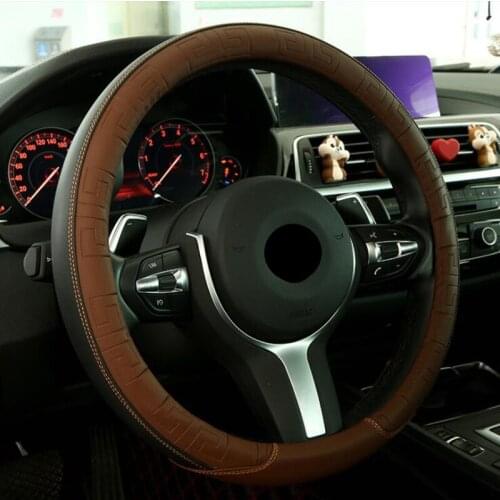 Embossed Hand Braid Auto Car Steering Wheel Cover Microfiber Leathe Fit 38cm Wheel Steer Wheel Covers Car interior decoration
